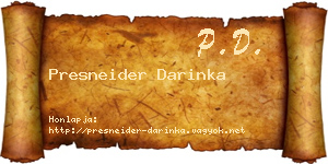 Presneider Darinka névjegykártya